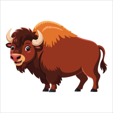 Çocuklar için şirin düz bufalo çizim vektörü. Çocuk posterleri, çocuk temalı görseller ve eğitici hayvan tasarımları için harika..