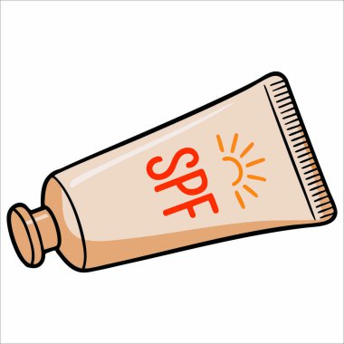 Güneş engelleyici tüpün düz stil vektör simgesi, yaz sağlığı korunması, plaj kozmetikleri ve cilt temalı tanıtım illüstrasyonları için ideal