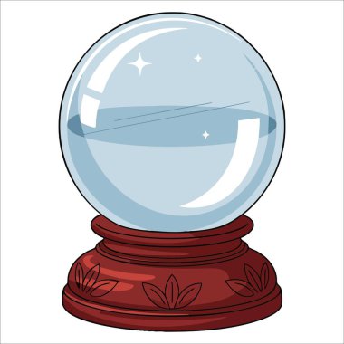 Ruhani cazibesi ve mücevheri olan sihirli kristal küre, taslak sanat tılsımı fantezi temalar, sihir koleksiyonları ve iyi şans sembolleri için ideal.