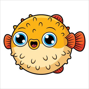 Deniz balığı çizgi film karakteri düz vektör tasarımı şeffaf arkaplanda izole edildi. Deniz yaşamı, okyanus, çocuklar ve sualtı temalı grafikler için harika..