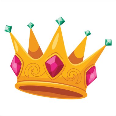 Beyaz arka planda kral ve kraliçenin taç giyme ikonu. Asil görseller, zarif tasarımlar ve monarşi temalı çizimler için harika..