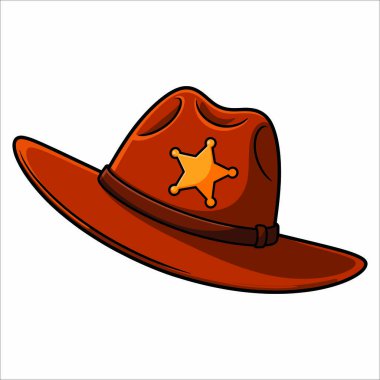 Şeffaf arkaplanda izole edilmiş kovboy şapkasının vektör çizimi. Batı tarzı, country tasarımları ve klasik şapka temalı sanat eserleri için harika..