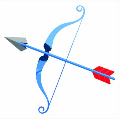 Karikatür prens şövalyesinin düz dizayn edilmiş yay ve ok tabancasını taşıyan vektör çizimi. Saydam arka planda, fantezi ve oyun grafikleri için mükemmel..