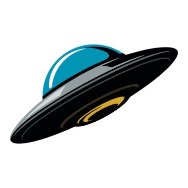 Çizgi film gemisi UFO nesne vektör çizimi. Pankartlar, bilgi grafikleri, etiketler ve uzay tasarımları için mükemmel.