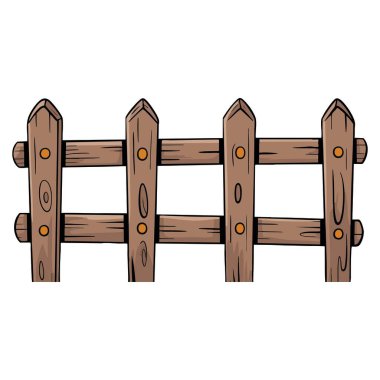 Ahşap çit vektör illüstrasyonunun düz çizgi film ikonu, açık hava tasarımı, bahçecilik, inşaat ve kırsal temalı projeler için ideal.