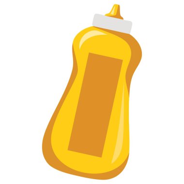 Hardal simgesinin çizgi film tarzında düz çizimi, beyaz arkaplanda izole edilmiş hardal vektörü, baharat, yiyecek ve mutfak tasarımları için uygun..