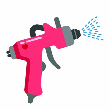 Beyaz zemin üzerinde izole edilmiş pembe ve gri bronzlaştırıcı sprey makinesinin düz vektör çizimi güzellik malzemeleri ve cilt bakımı grafikleri için mükemmeldir.