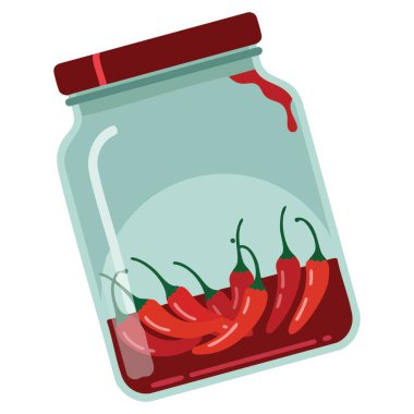 Beyaz arkaplan vektör stok illüstrasyon elementi üzerinde karikatür düz stili baharatlı kavanozlar flamalar ve baharat tasarımı için mükemmeldir