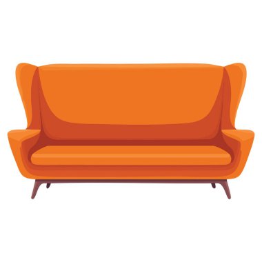 Düz arkaplan üzerine izole edilmiş turuncu renkli kanepe web mobilyası temaları oyunu ve reklam teması için uygun tasarım unsuru