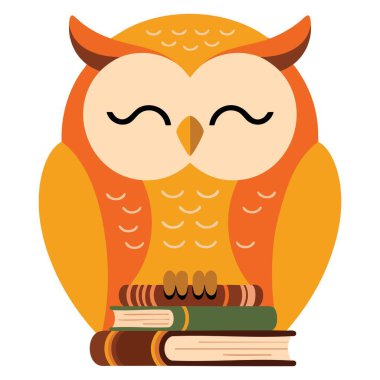 Beyaz arka planda izole edilmiş küçük bir baykuşun web reklamcılığı ve oyunları için mükemmel bir şekilde dinlendiğini gösteren vektör uyuyan küçük baykuş biçimi çizimi