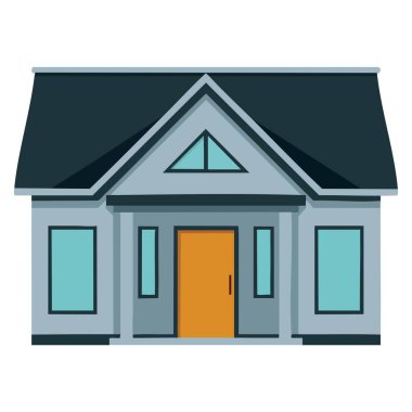 Vector Town House kır evi gri çatılı ikonu. Web, konut, gayrimenkul, mülk ve modern bina temalı çizimler için ideal.