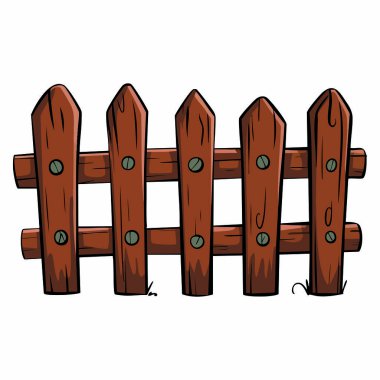 Vektör tahta çit düz çizgi film ikonu çizimi, bahçe, açık hava, inşaat, kırsal ve kırsal arazi tasarımları için mükemmel..