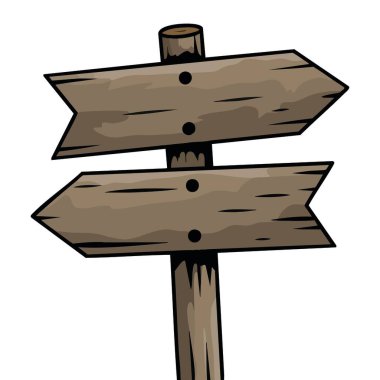 Beyaz arka planda izole edilmiş tahta işaret vektör çizimi. Kırsal etiketler, afişler, posterler, reklamlar ve doğa temalı tahta tabela tasarımları için mükemmel..