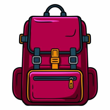 Beyaz arkaplanda izole edilmiş, vektör biçiminde bir paket karikatür simgesi. Okul malzemeleri, çocuk tasarımı, seyahat temaları ve karikatür aksesuarları için ideal.