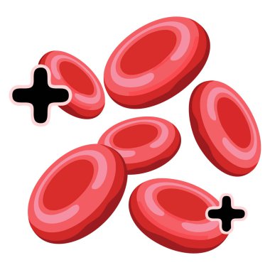 Teşhis, test, biyokimyasal analiz ve sosyal ağ sağlık farkındalığı tasarımları için mükemmel kırmızı kan hücrelerine sahip tıbbi ikonun çizgi film düz vektör çizimi