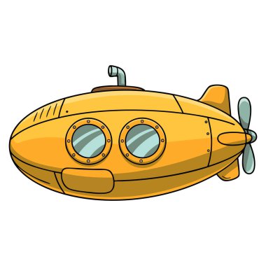 Çizgi film vektör denizaltı illüstrasyonu, sualtı keşfi için ideal tasarım elementi. Okyanus macerası deniz karikatürü ya da denizcilik teması.