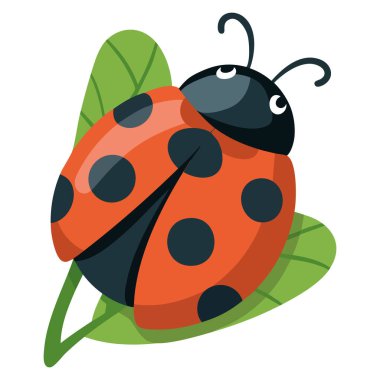 Şirin uğur böceği ikonu vektör çizimi çocuk kıyafetleri, böcek biyolojisi unsurları, not defteri etiketleri ya da çıkartmalar üzerindeki baskılar için mükemmeldir