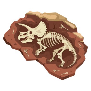 Paleontoloji arkeolojisi için dinozor iskeleti vektör çizimi MÖ vahşi yaşam organizmaları kemikleri eşeliyor nadir antik grafik elementler