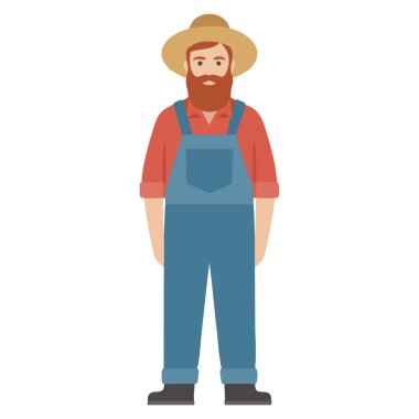 Çiftçi adam ikonunun düz vektör çizimi profesyonel tarım işçisi mesleği eğitim için ideal tarım bilgisi ve temalı yaratıcı tasarım sanatı