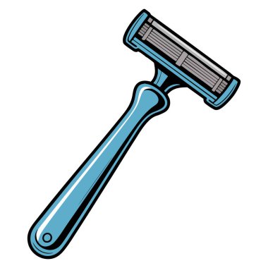 Traş aleti, tımar, kişisel bakım, banyo ve hijyenle ilgili tasarım projeleri için ideal jilet rengi simgesinin izole edilmiş vektör çizimi