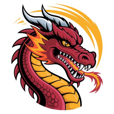 Maskot ejderha vektör illüstrasyon karikatür tasarımı logo o spor fantezi canavarı ya da efsanevi yaratık yaratıcı temalar için mükemmel