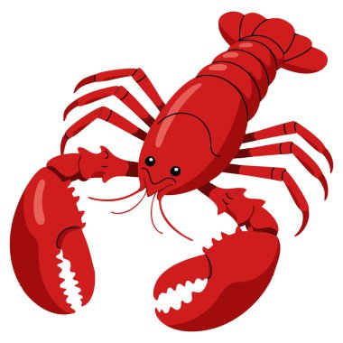 Kırmızı ıstakoz vektör çizimi detaylı pençe noktaları ve beyaz arka planda izole edilmiş uzun antenler deniz yemekleri, aşçılık ve deniz ürünleri tasarımı için mükemmel.