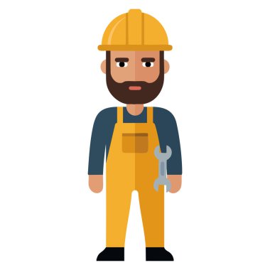 Sert şapka vektör illüstrasyonundaki korkmuş endüstriyel işçiler, iş yerindeki sorunları izole ettiler. Mesleki güvenlik farkındalığına uygun, korkmuş inşaatçı.