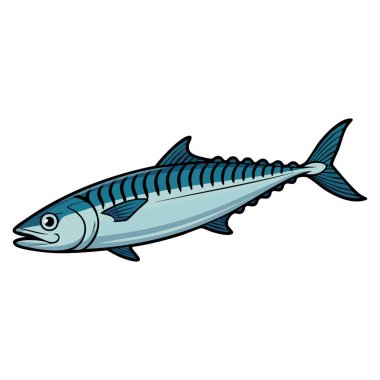 Deniz mahsulleri uskumru scomber vektör çizimi beyaz zemin üzerinde izole su altı hayvan gurme su lezzet ve balıkçılık temalı tasarımlar için ideal