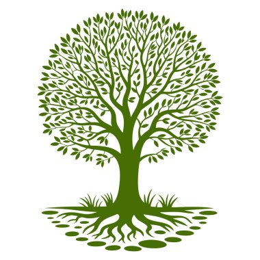 Yaşam Ağacı sembolik ağaç ağaç vektör çizimi güçlü kökler çevreyi koruma veya yaratıcı sanat çalışmaları için uygun izole tasarım