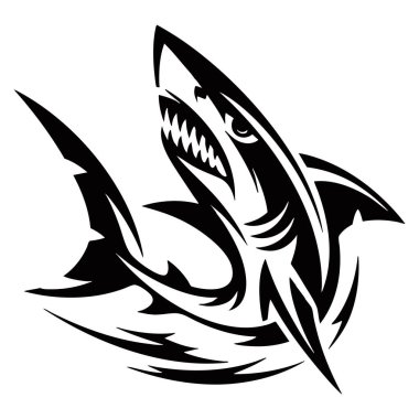 Kabile tasarımı köpekbalığı silüeti vektör illüstrasyonu okyanus yırtıcı kabile sanatı veya dekoratif grafik temalar için mükemmel olan yaratıcı sanat eserlerini izole etti
