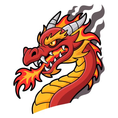 Vektör illüstrasyon ejderha maskotu çizgi film stili fantezi yaratık logosu sporları ya da canavar yaratıcı temalar için uygun izole edilmiş sanat eserleri.