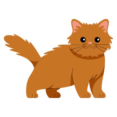 Şirin kedi kavramının vektör çizimi sevimli evcil hayvan yürüyen tüylü kahverengi kedi yavrusu beyaz arka planda karikatür web sitesi grafikleri için ideal