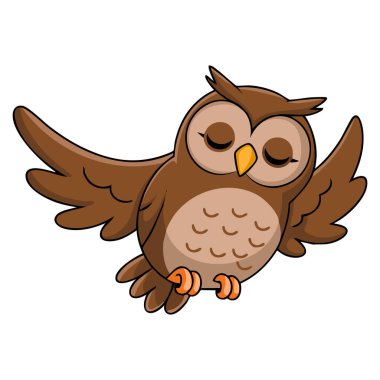 Vahşi yaşam, çocuk kitapları, doğa, orman, hayvan ve eğitim temalı tasarımlar için uygun çizgi film tarzında sevimli baykuşların vektör illüstrasyonu