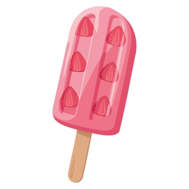 Sopa üzerindeki dondurmanın vektör çizimi pembe çilekli tatlı tatlı kavramı sosyal medya etiketleri için mükemmel beyaz arka planda izole edilmiş düz çizgi film vektörü