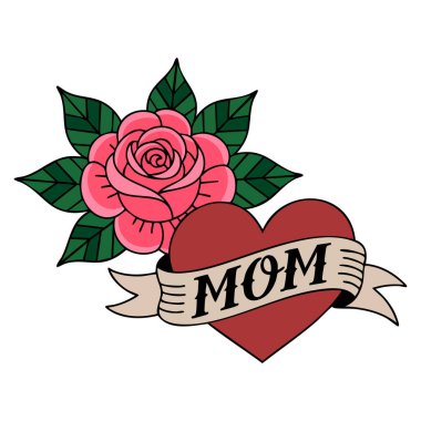 Retro 'nun vektör illüstrasyonu. Annemin kalp tasarım unsurunu tipografi tebrik kartı afişi, Anneler Günü kutlamaları ya da aile temalı sanat eserleri için uygun severim.