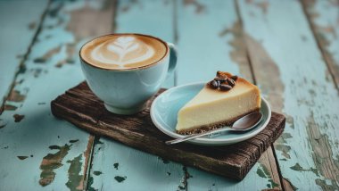 Kahve ve kek ile latte sanatı