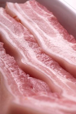 Close up of raw pork belly meat slices clipart