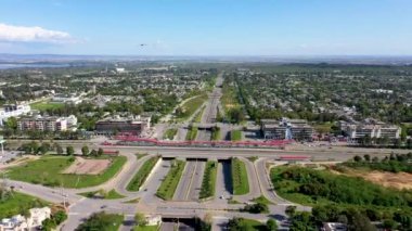 Pakistan 'ın Srinagar Keşmir Karayolu İslamabad Başkenti' nde Peshawar Mor kavşağı. Drone Görünümü 