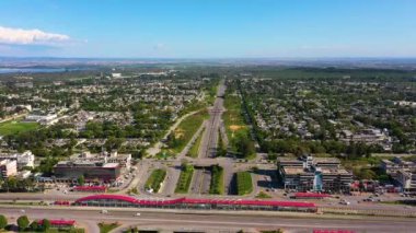 Pakistan 'ın Srinagar Keşmir Karayolu İslamabad Başkenti' nde Peshawar Mor kavşağı. Drone Görünümü 