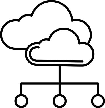 Ana hatlar biçiminde bulut hesaplama ağı simgesi