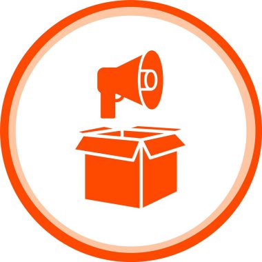 Megafon ve konuşma baloncuklu kutu. resimleme