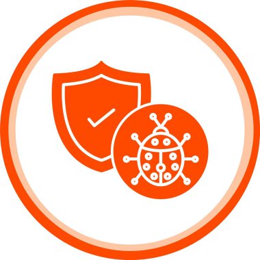 Virüs simgeleriyle virüs koruma kalkanı, basit vektör illüstrasyonu