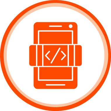 Kod sembolü simgesi olan akıllı telefon, basit özet çizimi
