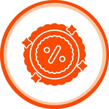 Yüzde yüz indirim kurdele ikonu. Web için indirimli yüzde vektör simgesinin basit illüstrasyonu