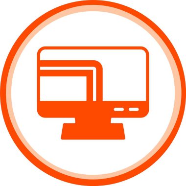 Bilgisayar monitörü simgesi. Web için bilgisayar monitörü vektör simgesinin özet çizimi