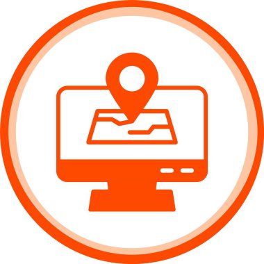 Dizüstü bilgisayarlı harita işaretleyici. vektör illüstrasyonu