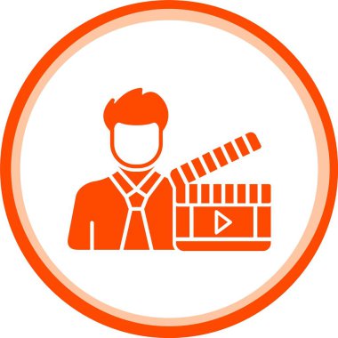 insan ve dizüstü bilgisayar ikonu vektör turuncu çember