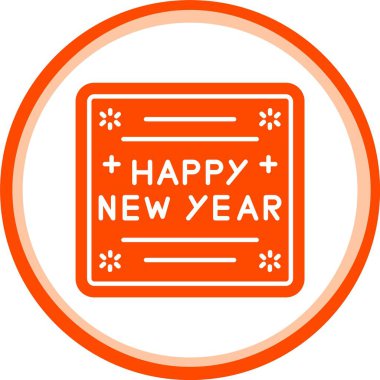 Mutlu yıllar ve turuncu yuvarlak vektör simgesi, basit