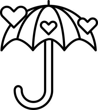 Beyaz arkaplanda şemsiyeli kalp, illüstrasyon, vektör.