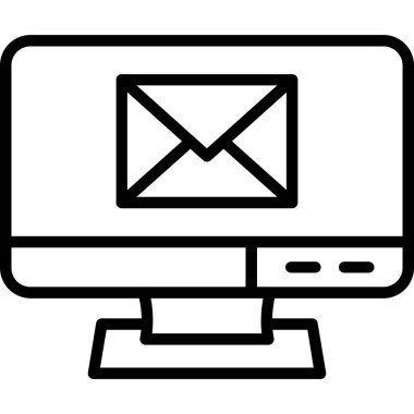 Bilgisayar E- posta simgesi, vektör illüstrasyonu